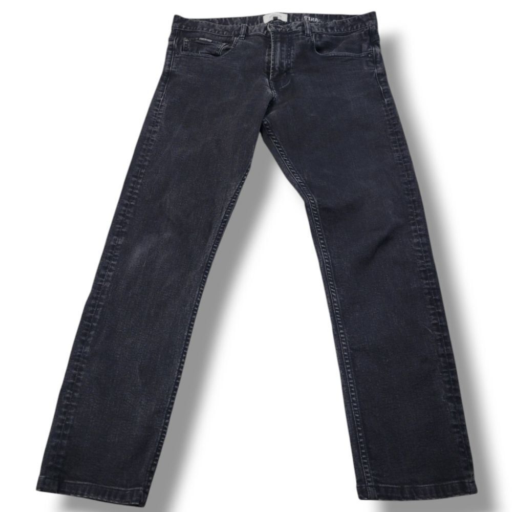 Quiksilver Jeans Size 34 W34"xL28" Men's Straight Fit Jeans Stretch Black Denim